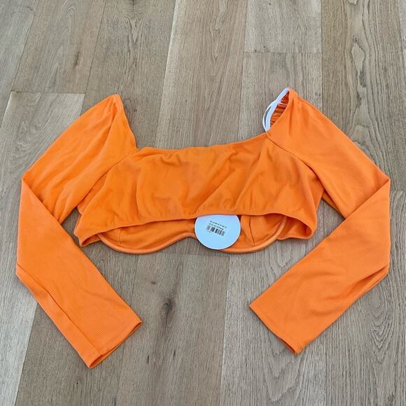 Princess Polly Becca Long Sleeve Crop Top in Orange Curve - Picture 6 of 10